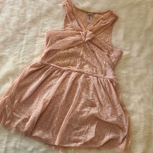 Free people pink swiss dot criss cross top M
